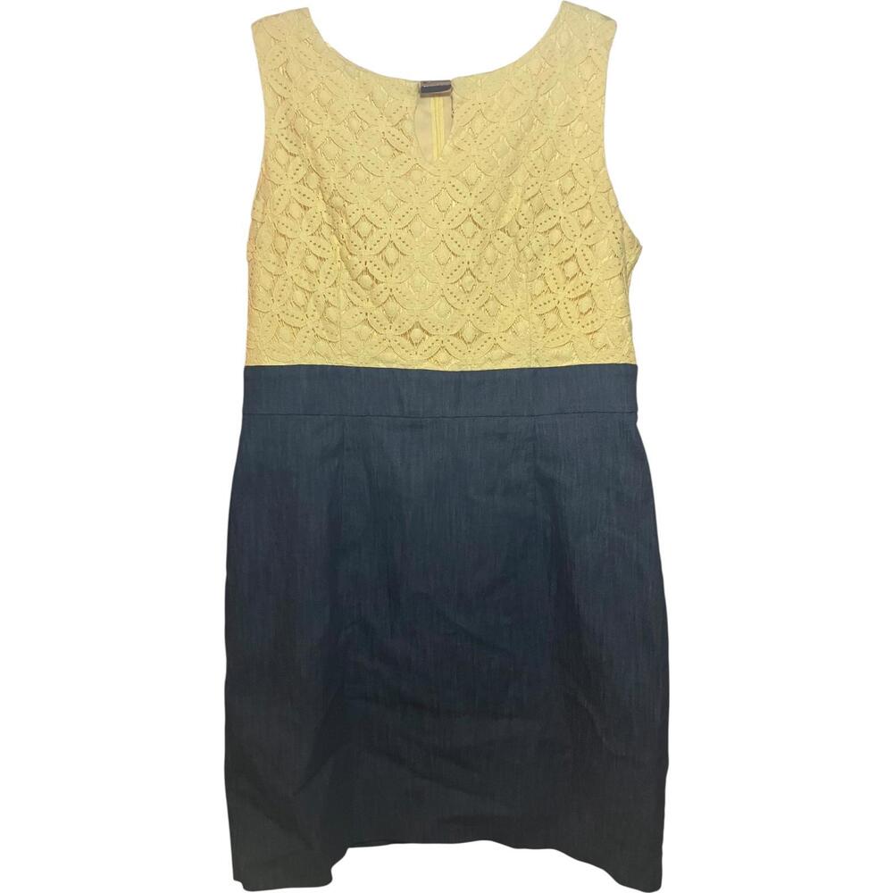 Alyx Dress Women’s Size 12 Yellow Lace Denim Sleeveless Zippered Back Keyhole